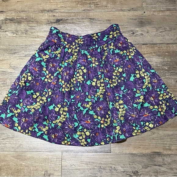 J. Crew Elsie Full Skirt in Purple Multi-Color Nightfall Floral Pattern Size 6 - Picture 1 of 13